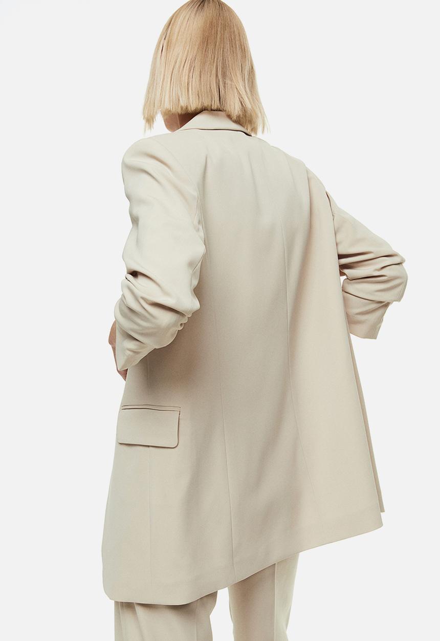 H&M - Gathered-sleeve jacket - beige