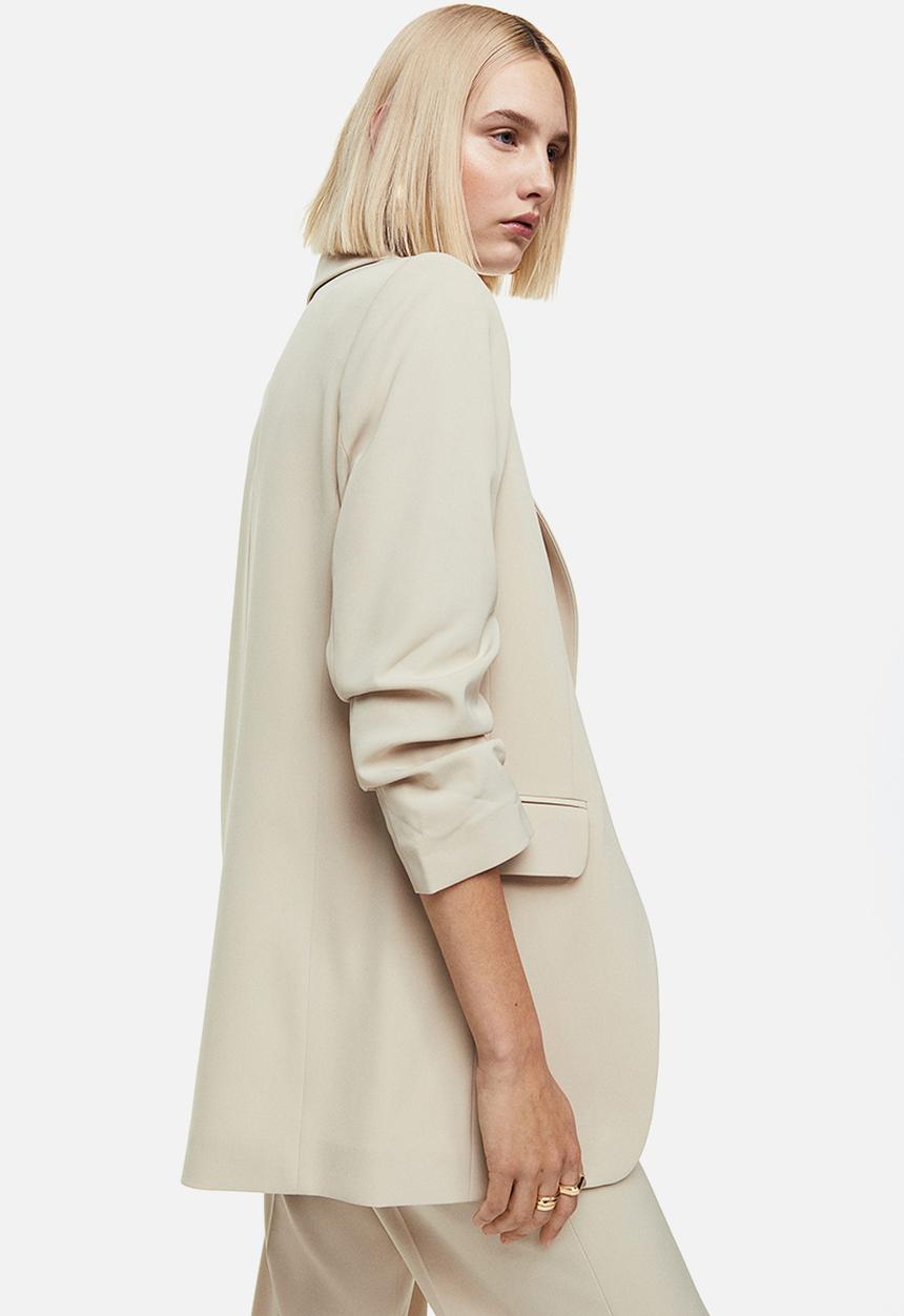H&M - Gathered-sleeve jacket - beige