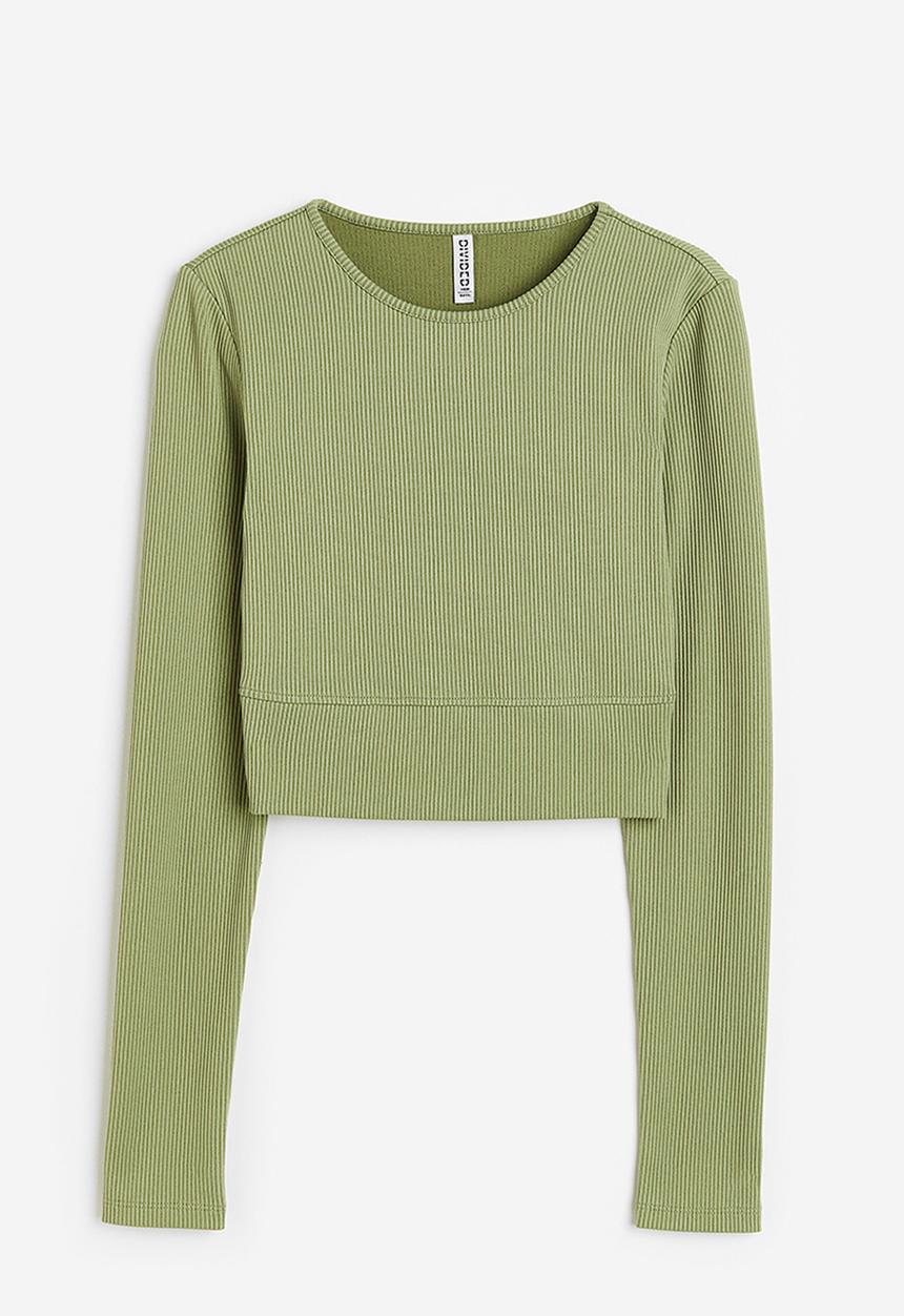 H&M - Ribbed cropped top - green