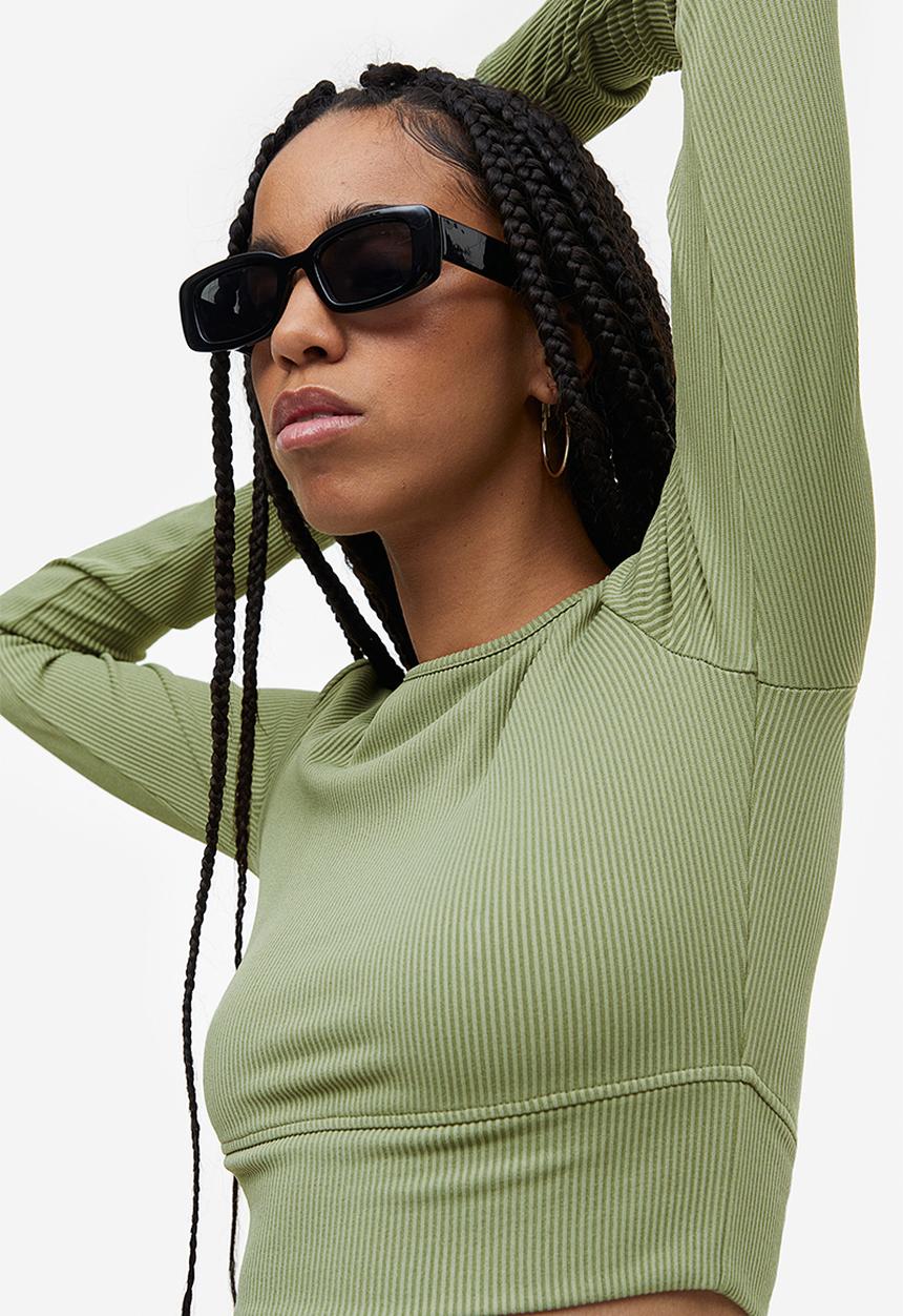 H&M - Ribbed cropped top - green