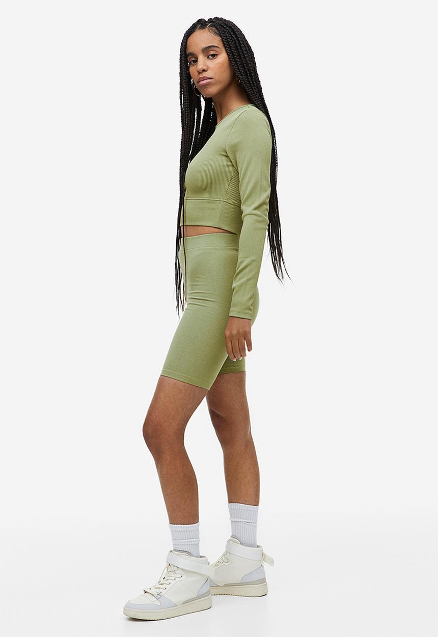H&M - Ribbed cropped top - green