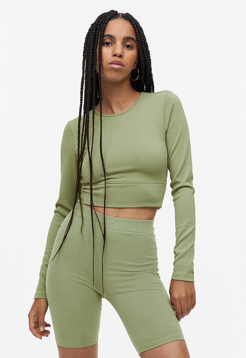 H&M - Ribbed cropped top - green