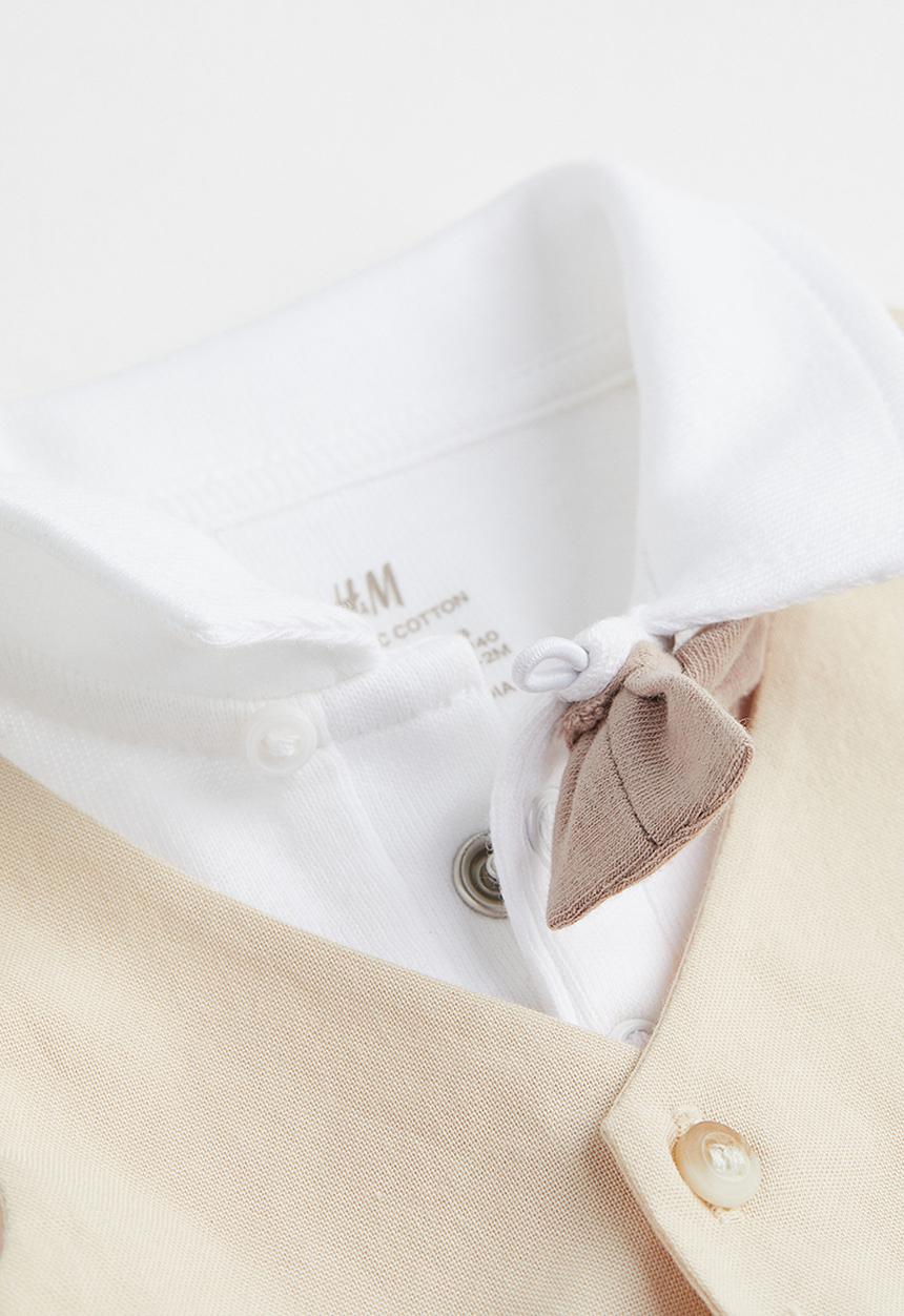 H&M - 2 Piece dressy set - beige & white 