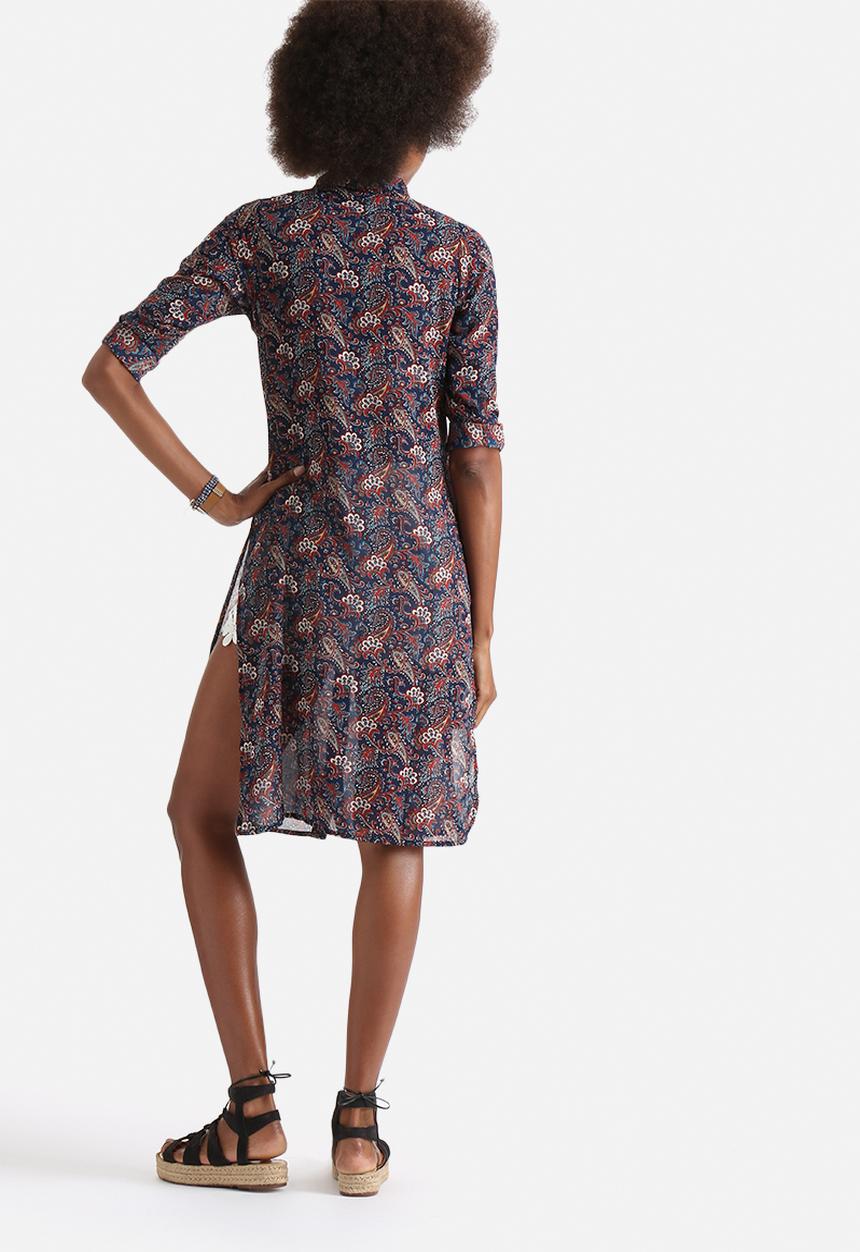 Influence. - Paisley Print Longline Shirt 