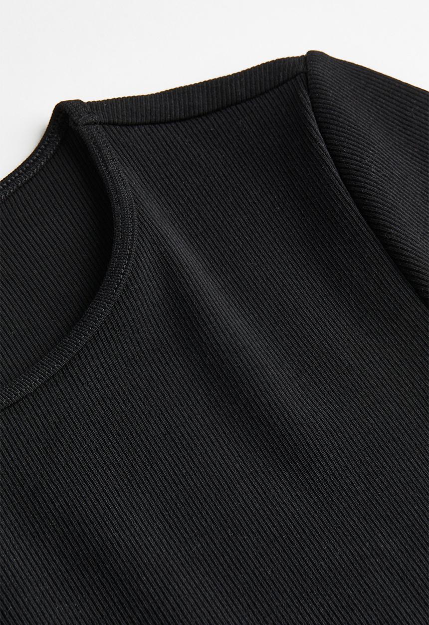 H&M - Ribbed t-shirt - black