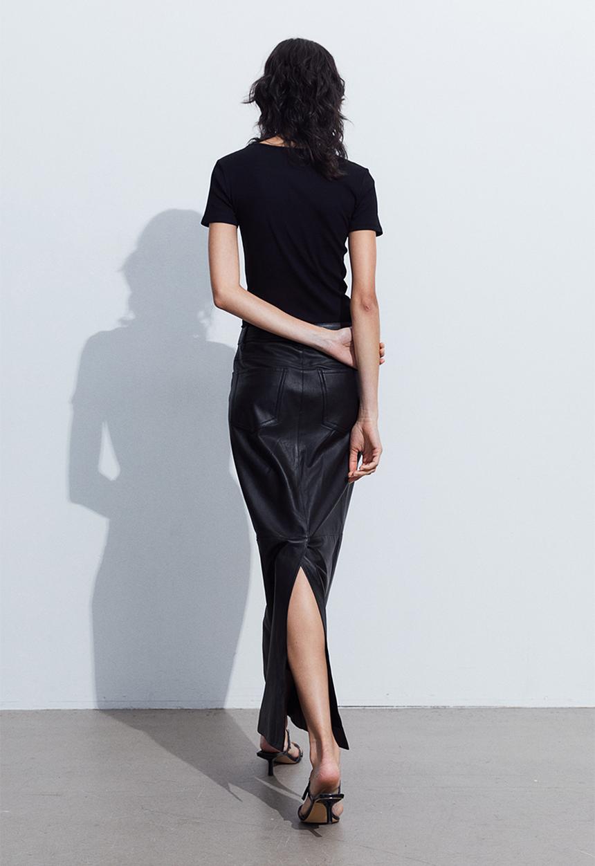 H&M - Ribbed t-shirt - black