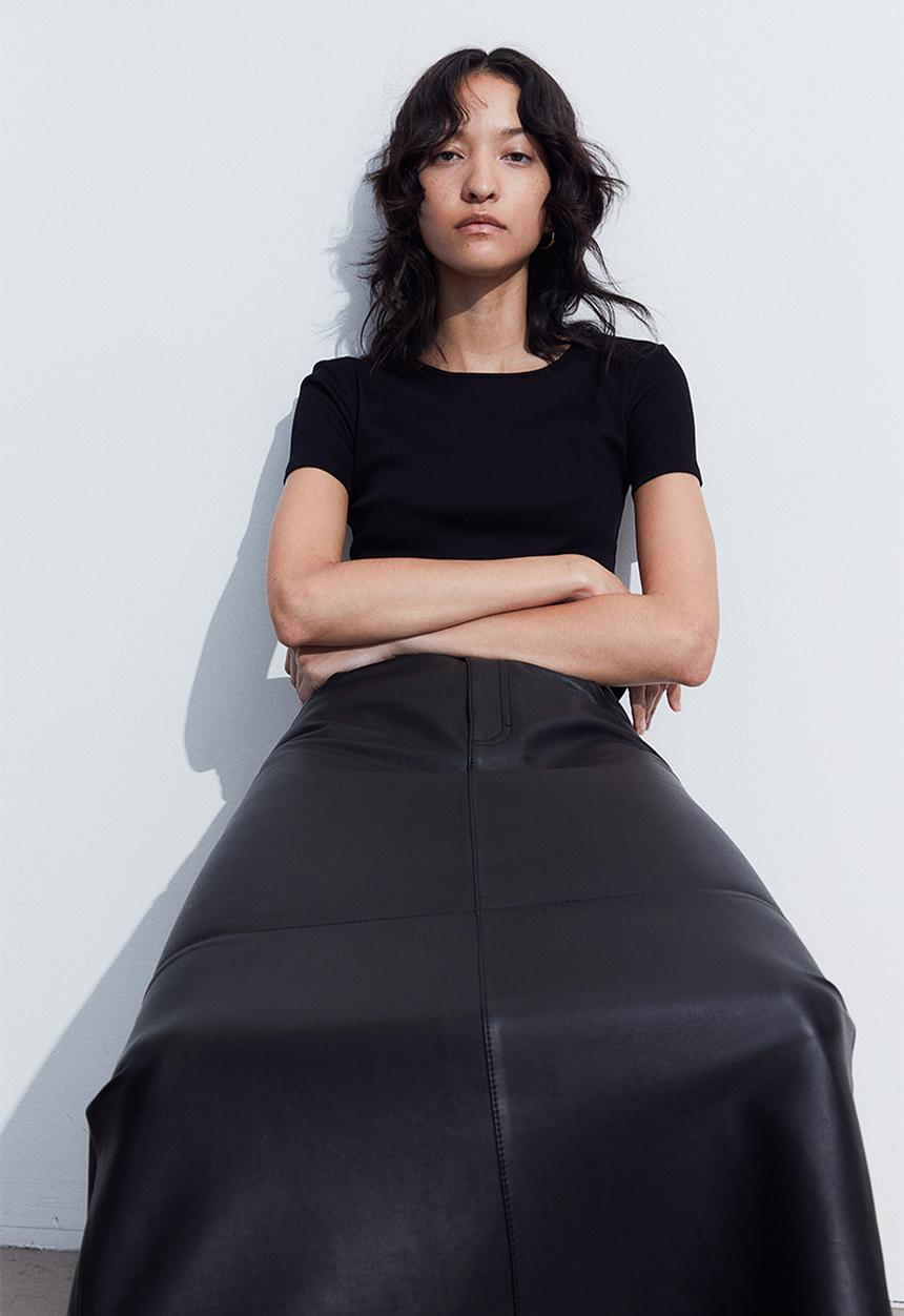 H&M - Ribbed t-shirt - black