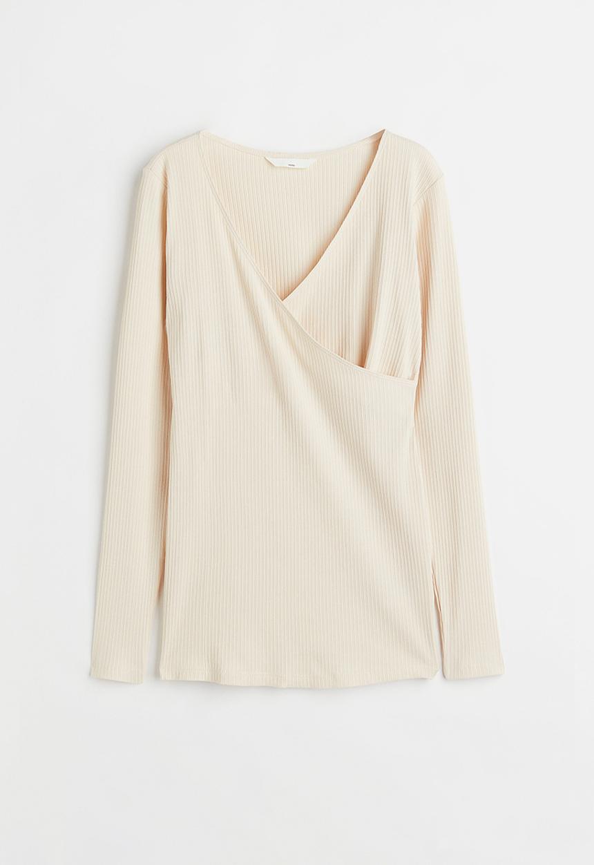 H&M - Mama ribbed nursing top - cream