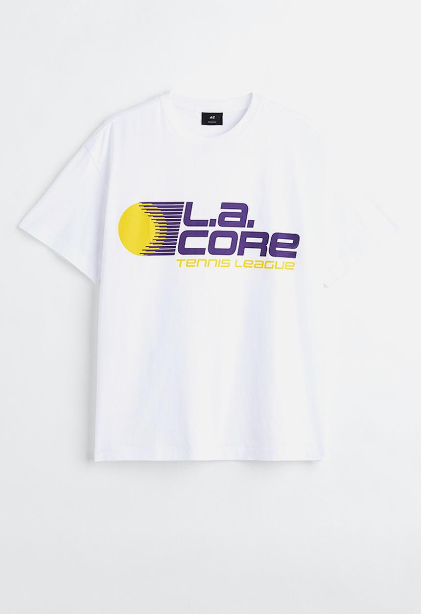 H&M - Relaxed fit printed T-shirt - white l.a. core