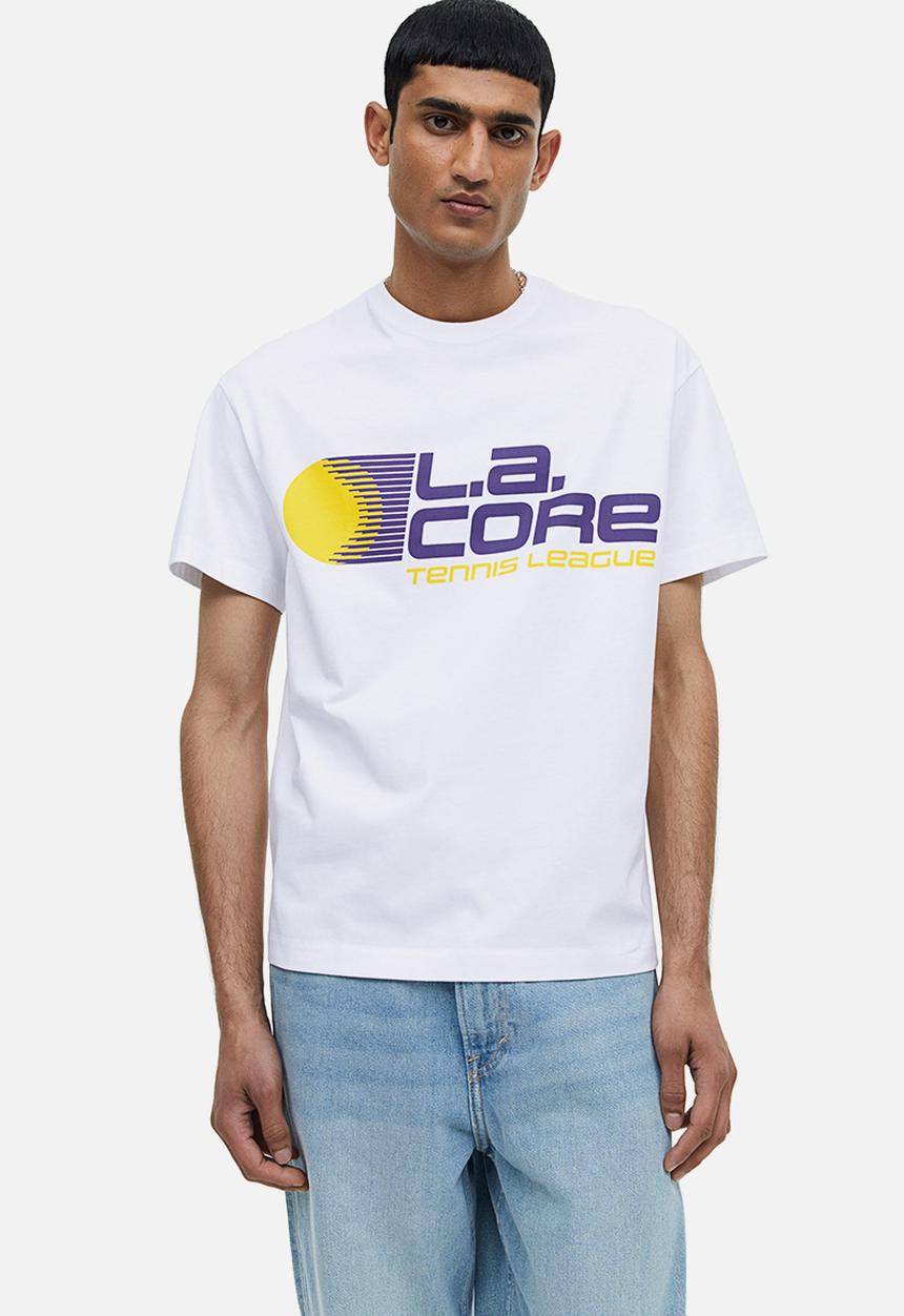H&M - Relaxed fit printed T-shirt - white l.a. core