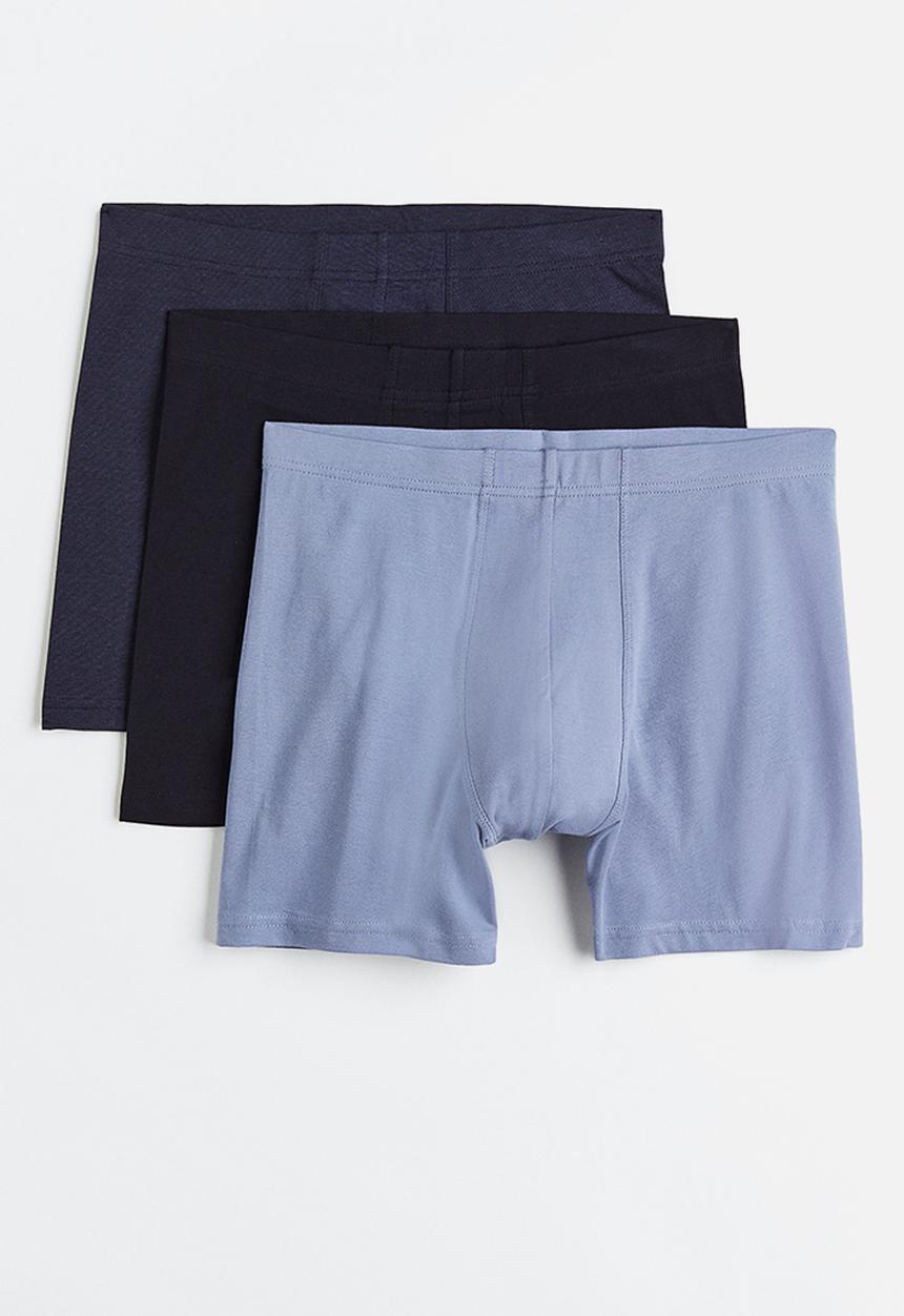 H&M - 3 Pack mid cotton trunks - pigeon blue & dark blue