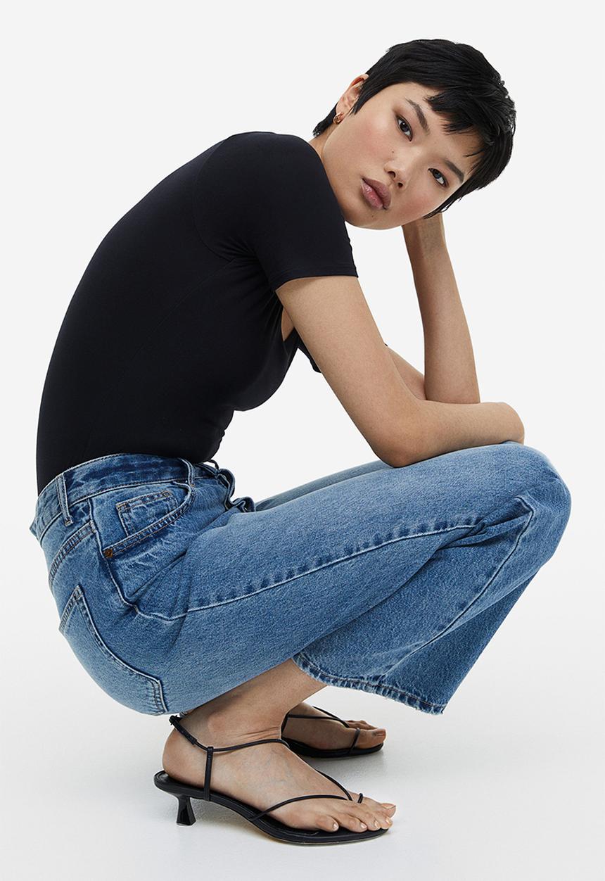 H&M - Short-sleeved thong body - black