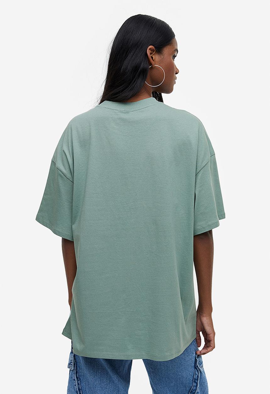 H&M - Oversized printed t-shirt - light green & marseille 