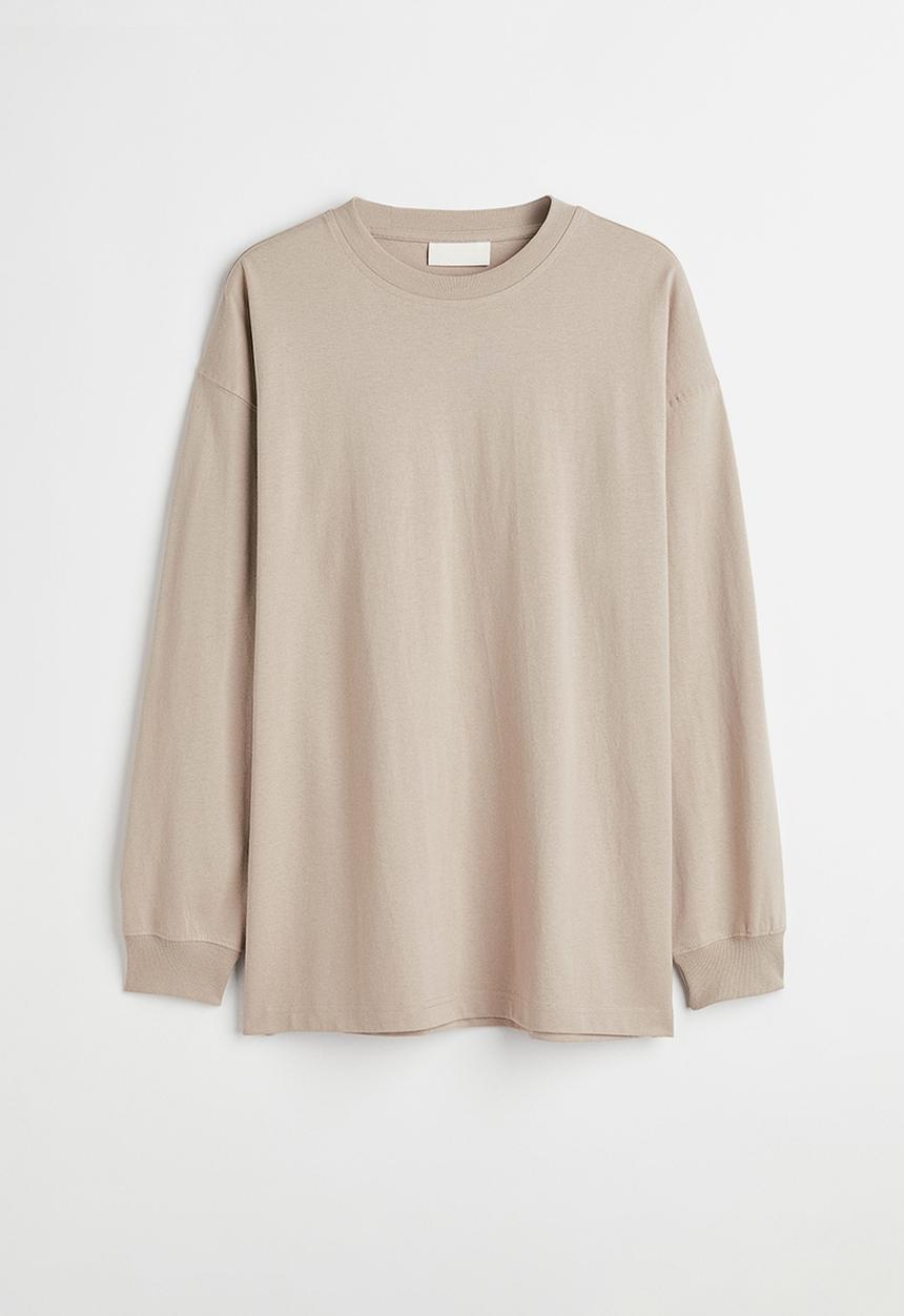 H&M - Oversized fit cotton top - light beige