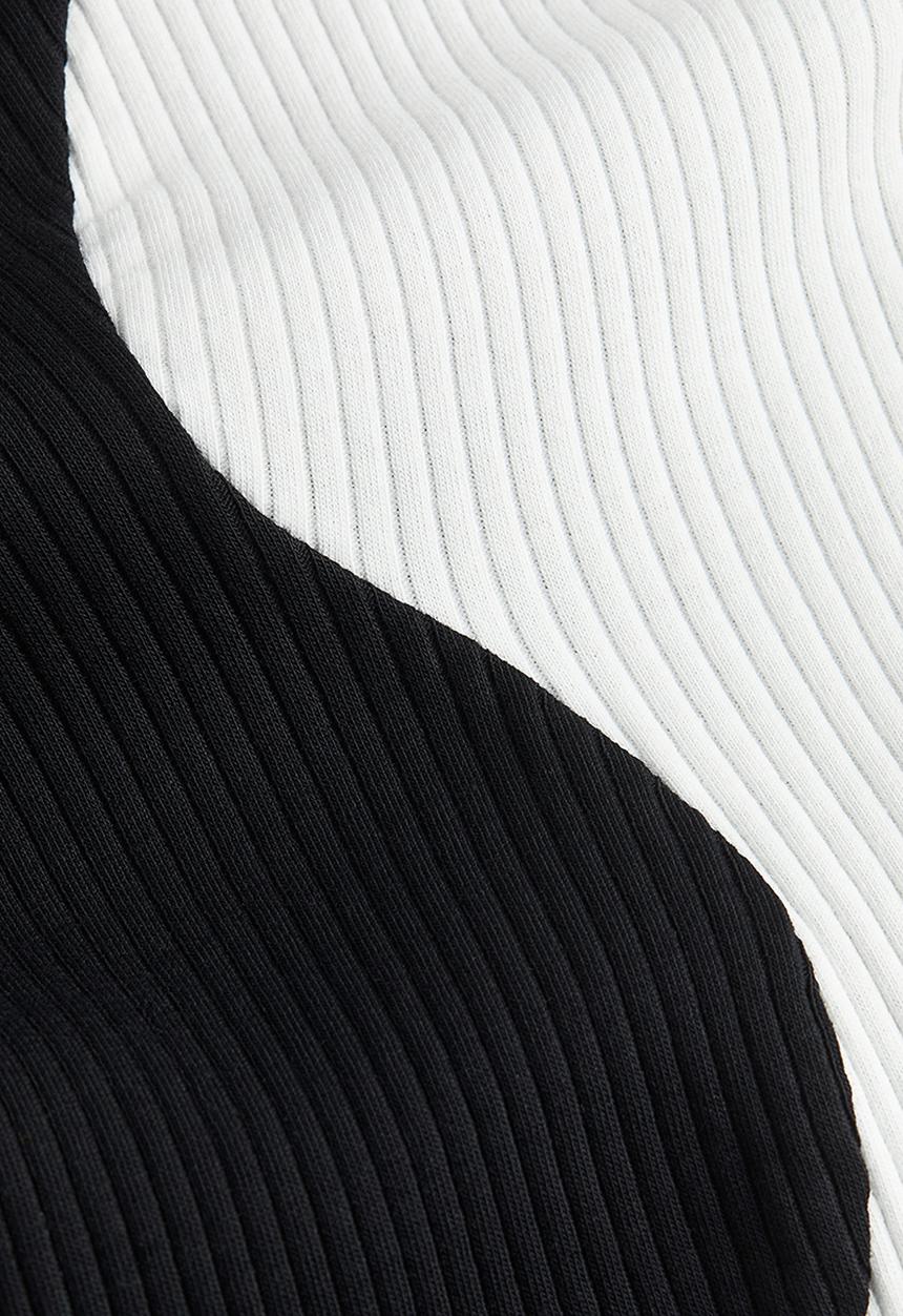 H&M - Ribbed cotton jersey cropped top - black & white