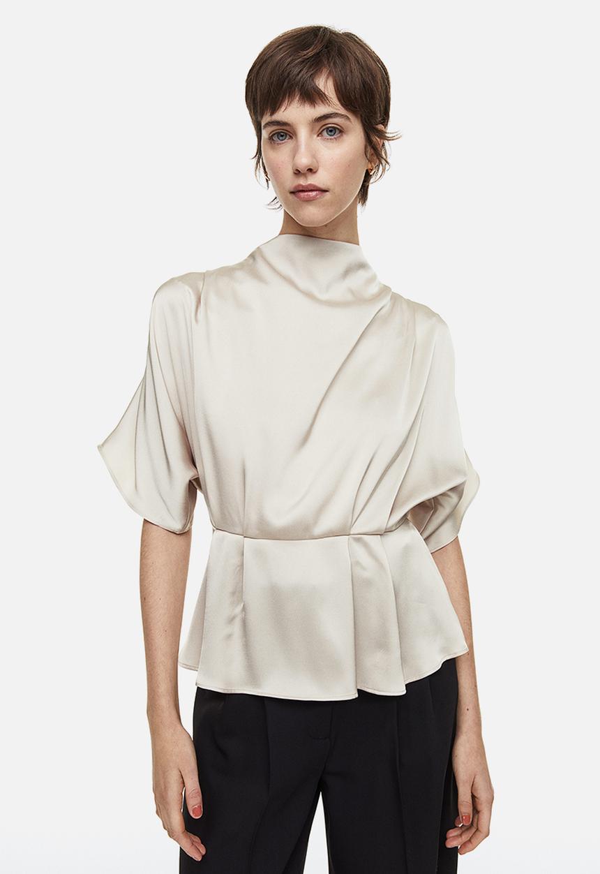 H&M - Peplum blouse - light beige 