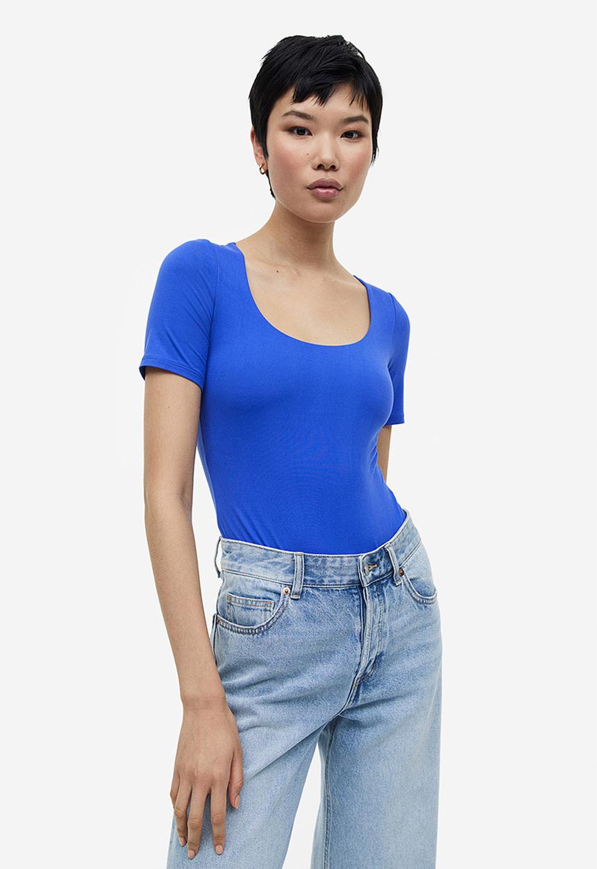 H&M - Short-sleeved thong body - bright blue