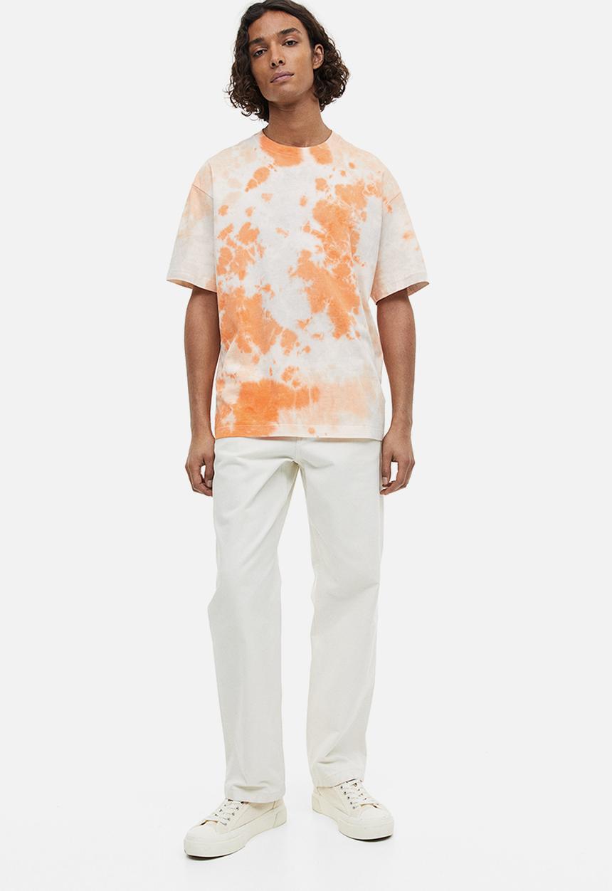 H&M - Relaxed fit patterned cotton T-shirt - orange tie-dye