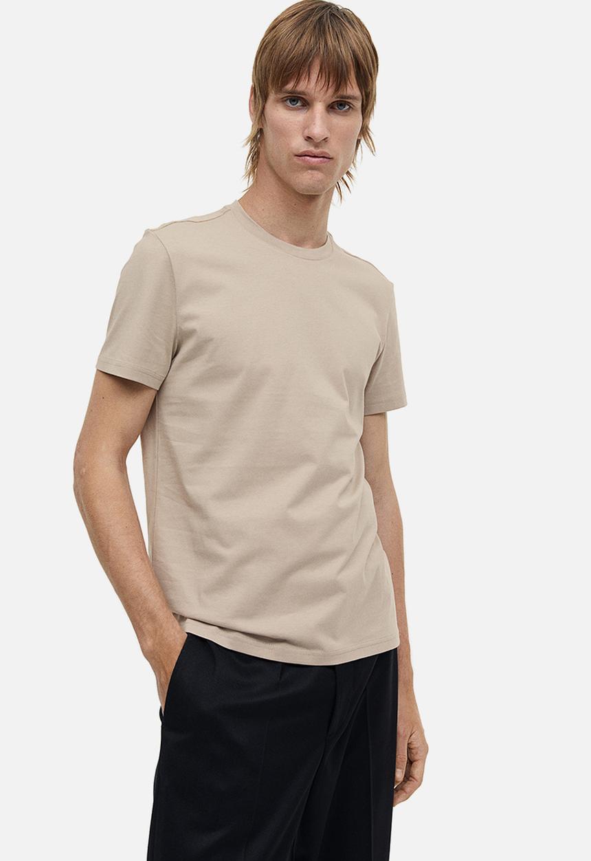 H&M - Slim fit pima cotton T-shirt - beige