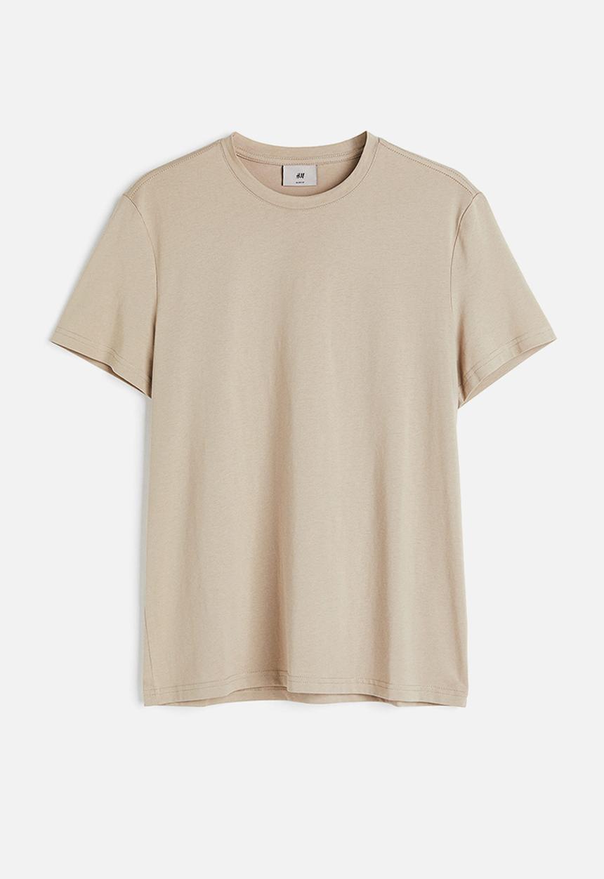 H&M - Slim fit pima cotton T-shirt - beige