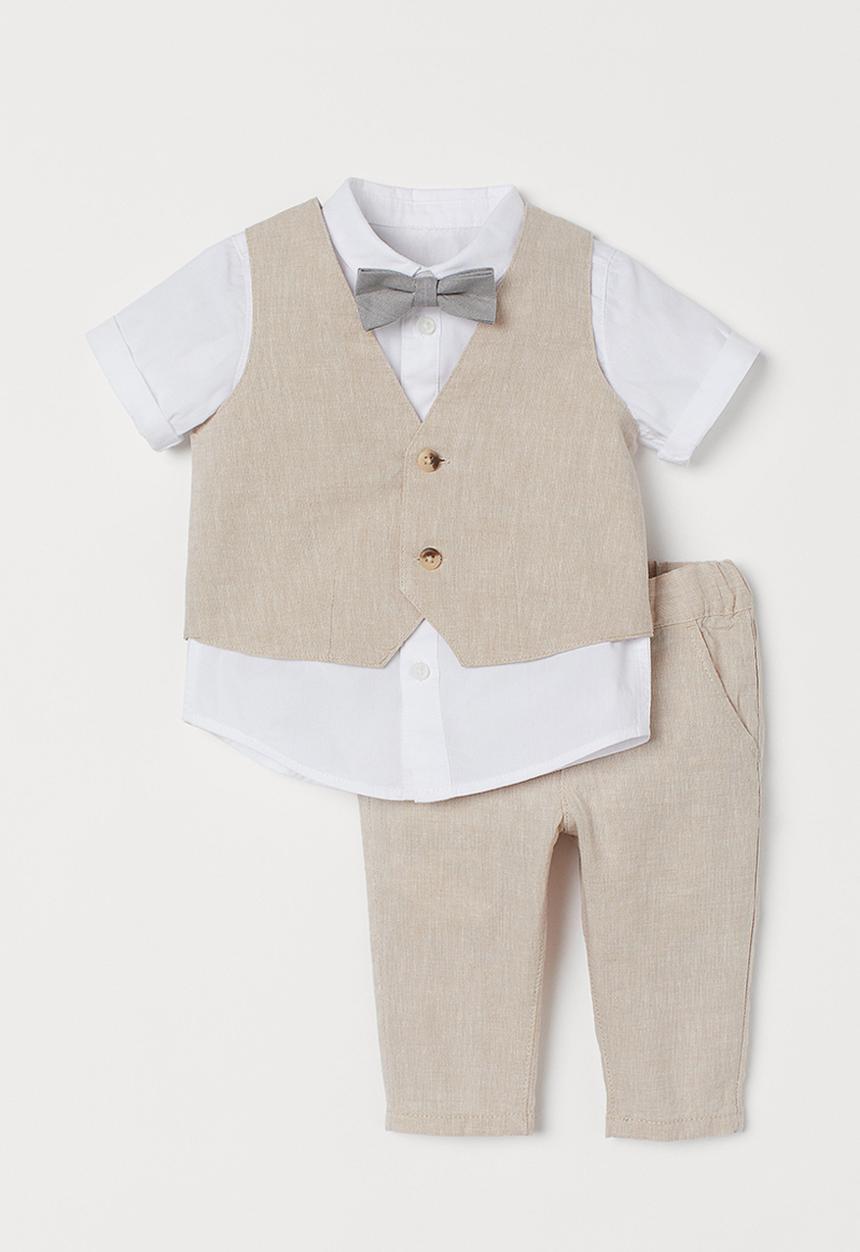H&M - 3-Piece set with a bow tie - light beige