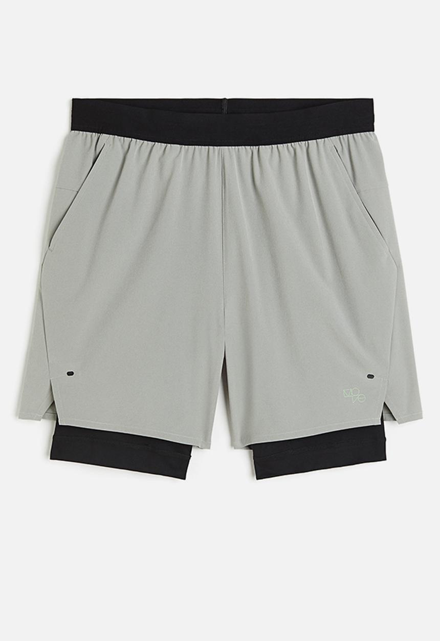 H&M - Drymove™ double-layered sports shorts - grey & black 
