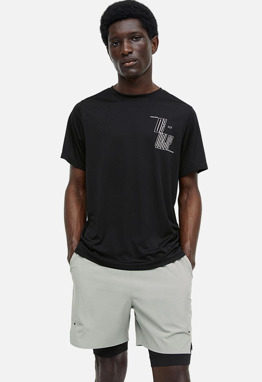 H&M - Drymove™ double-layered sports shorts - grey & black 