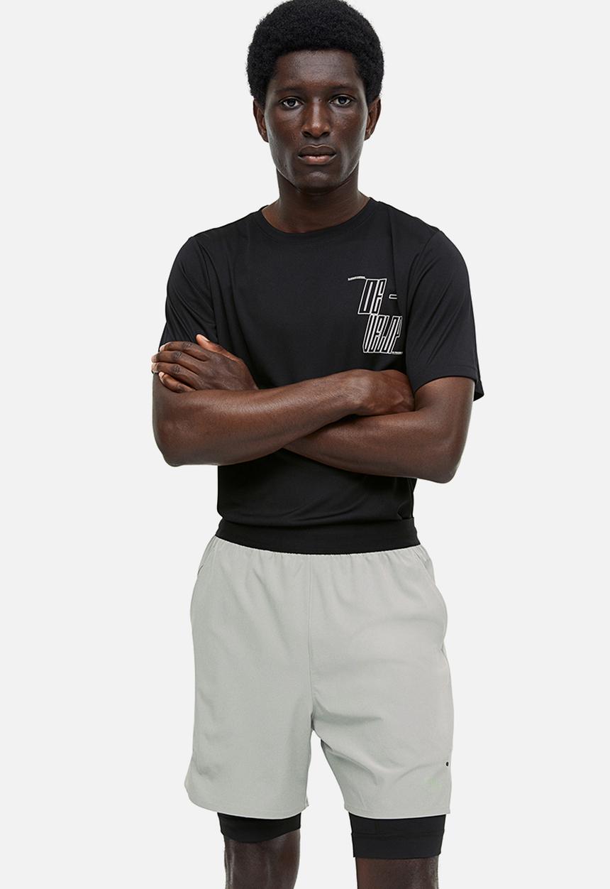 H&M - Drymove™ double-layered sports shorts - grey & black 