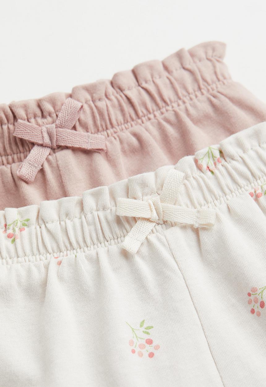 H&M - 2-Pack cotton shorts - light pink berries
