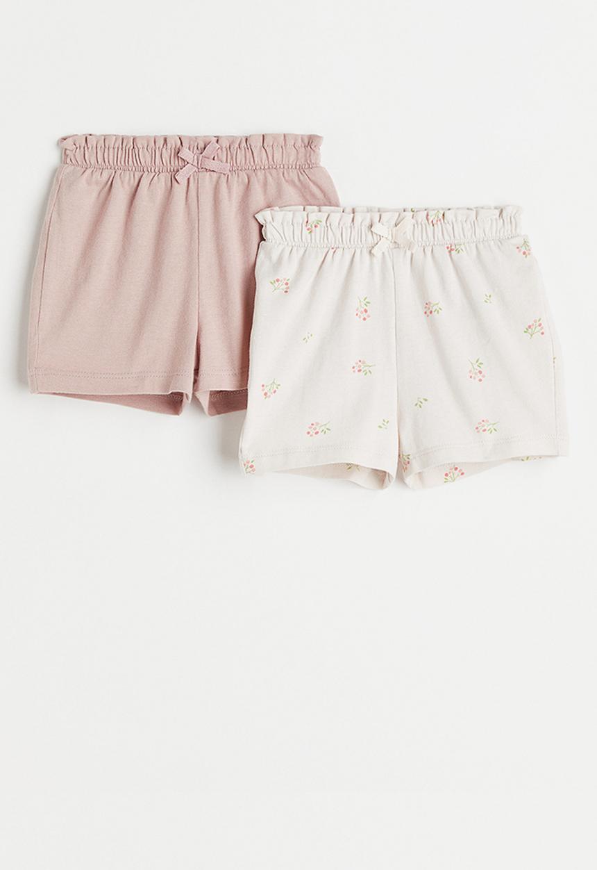 H&M - 2-Pack cotton shorts - light pink berries