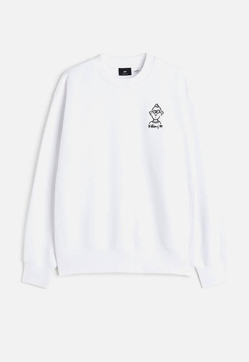 H&M - Oversized fit printed sweatshirt - white keith haring