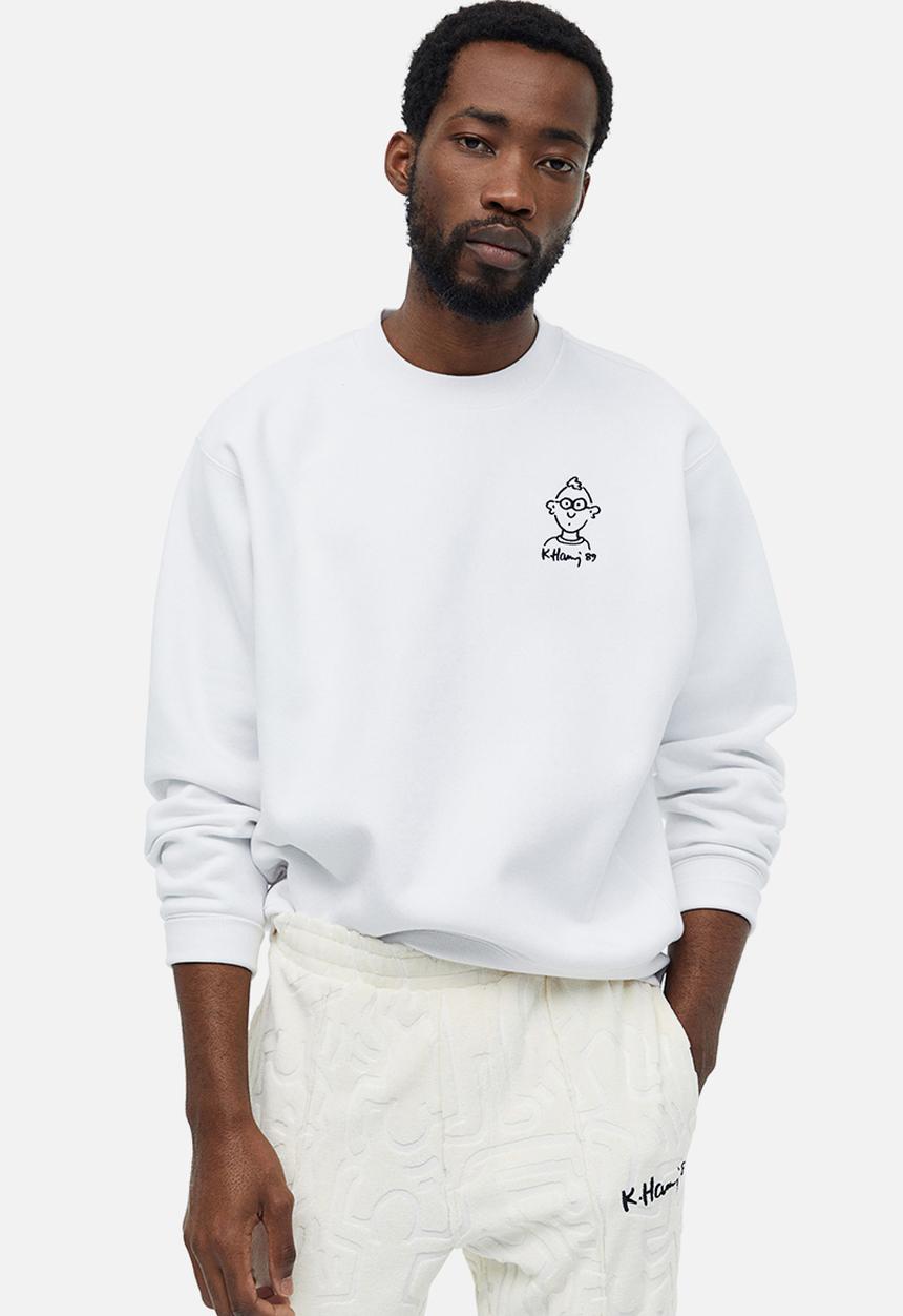 H&M - Oversized fit printed sweatshirt - white keith haring