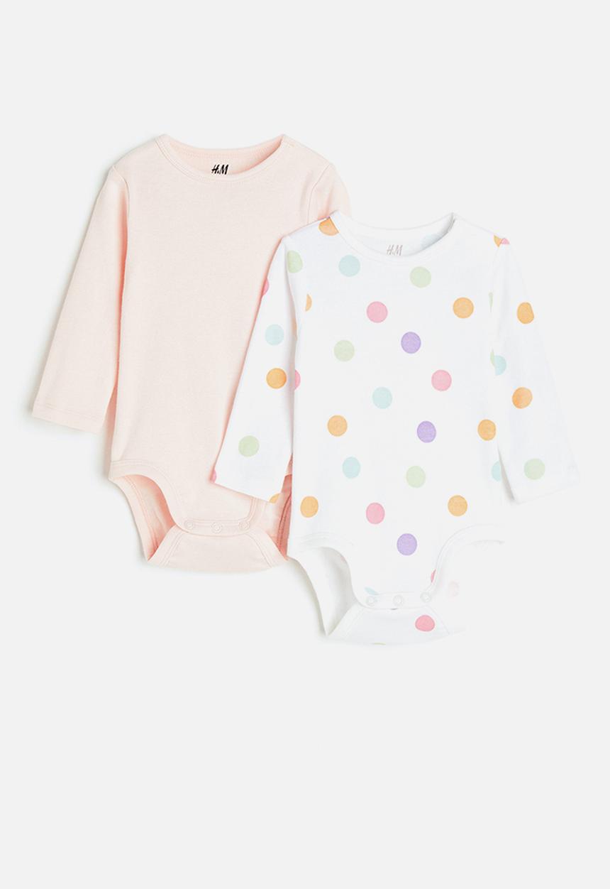 H&M - 2-Pack cotton bodysuits - white spotted 
