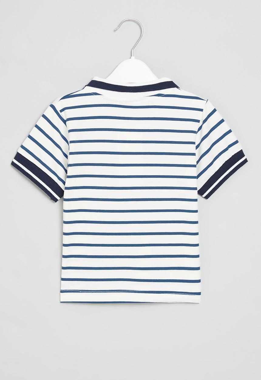 Pop Candy - Boys striped golf shirt - blue & white