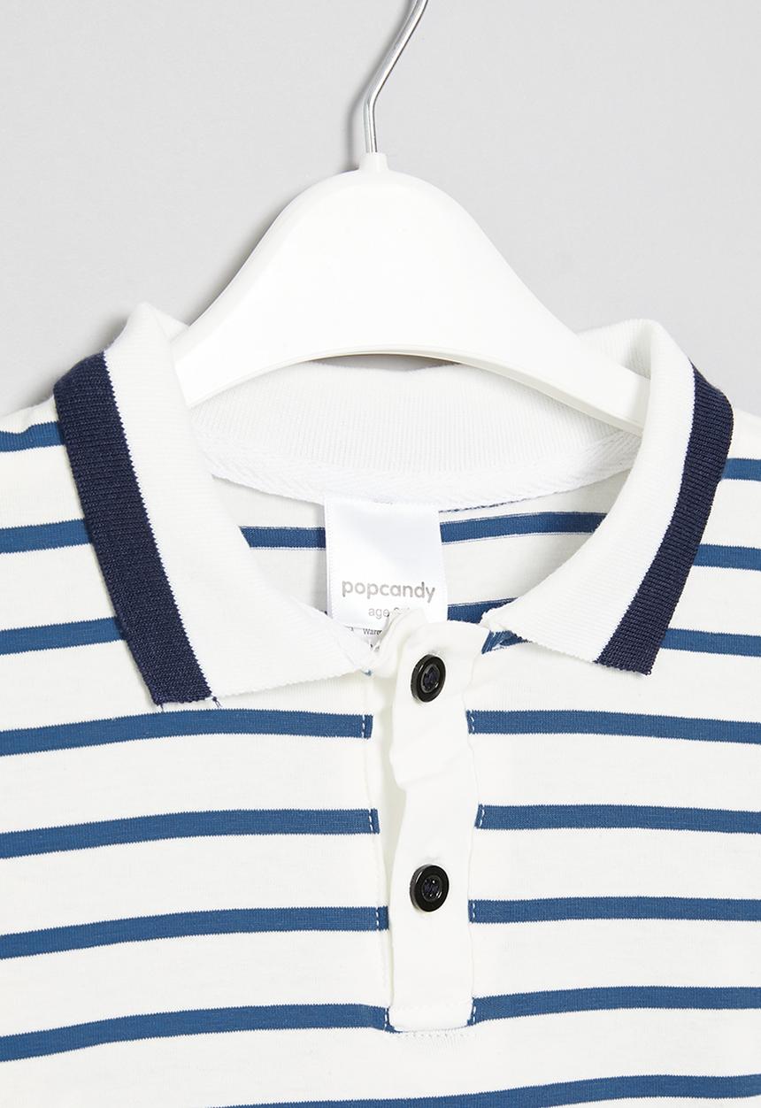 Pop Candy - Boys striped golf shirt - blue & white
