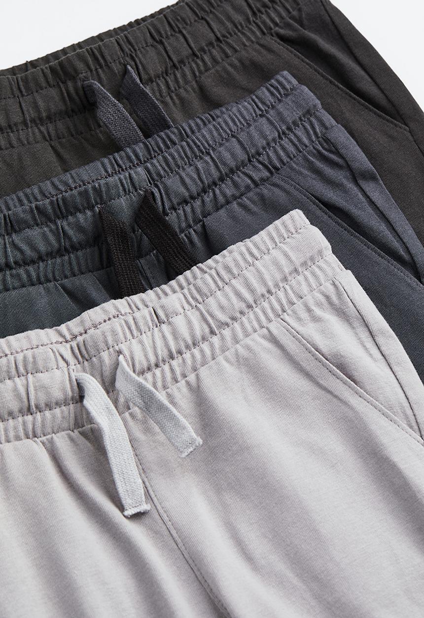 H&M - 3-Pack cotton jersey joggers - light grey & dark grey