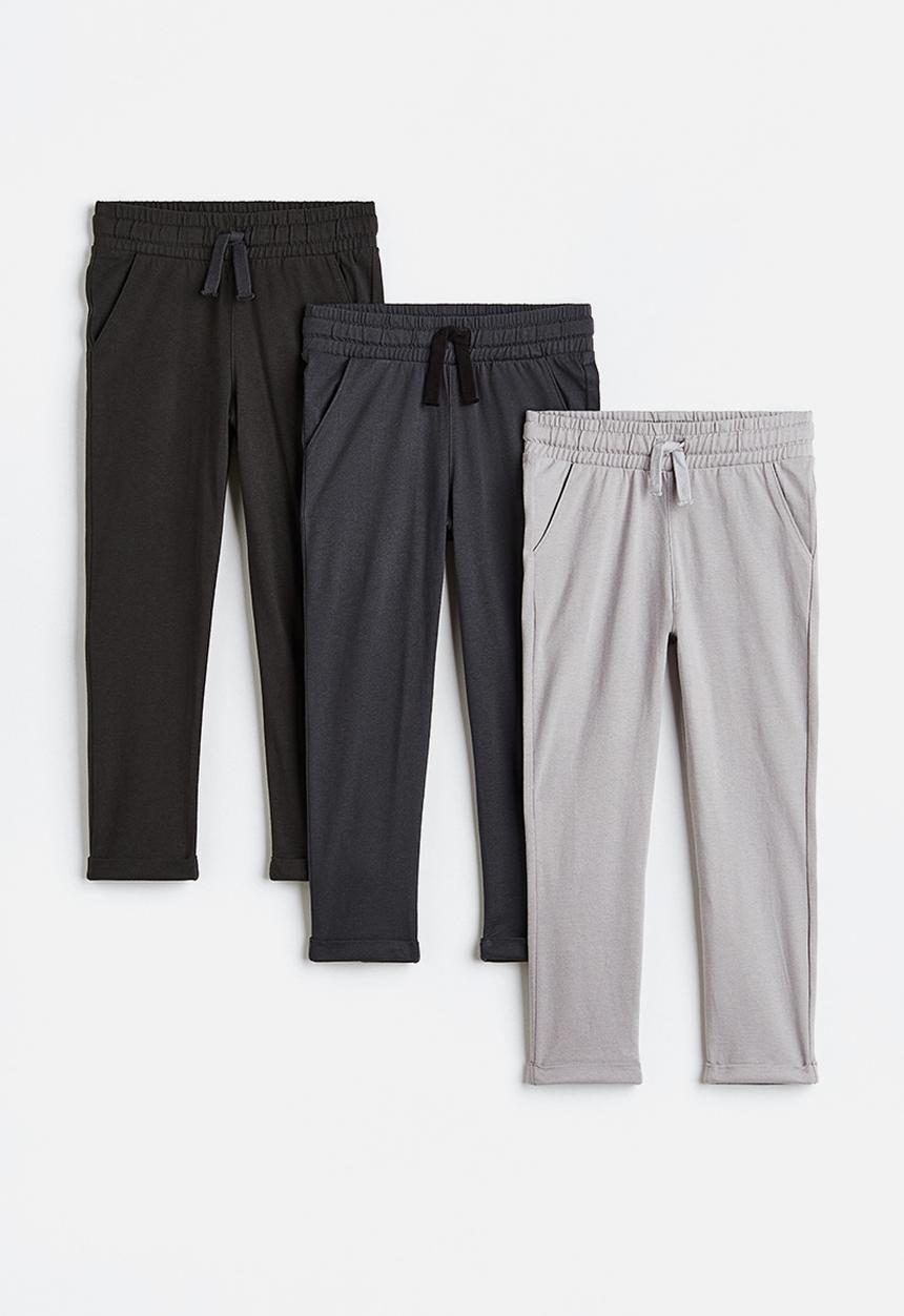 H&M - 3-Pack cotton jersey joggers - light grey & dark grey