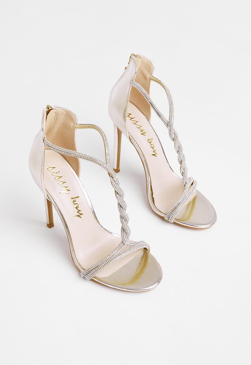 SISSY BOY - Incoming diamante stiletto - gold & silver