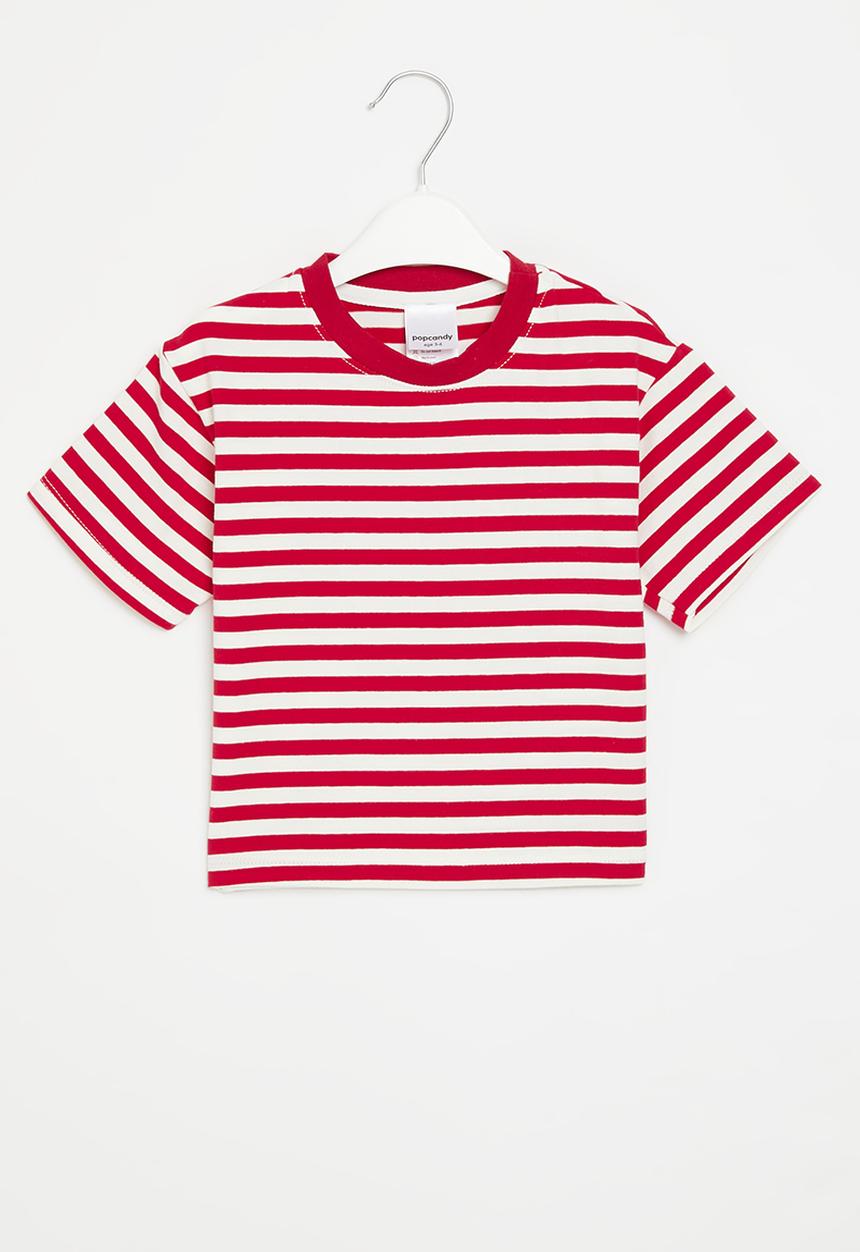 Pop Candy - Stripe tee - red & white