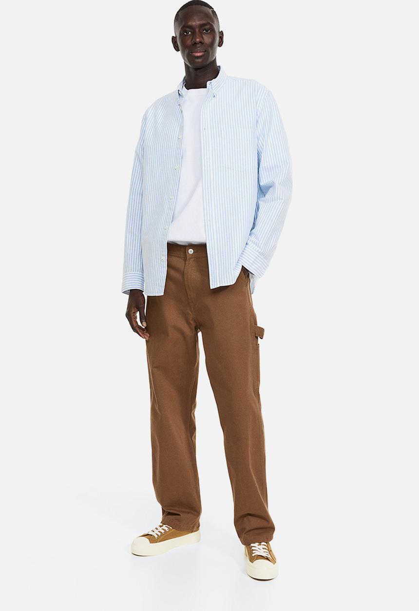 H&M - Regular fit oxford shirt - light blue & white striped