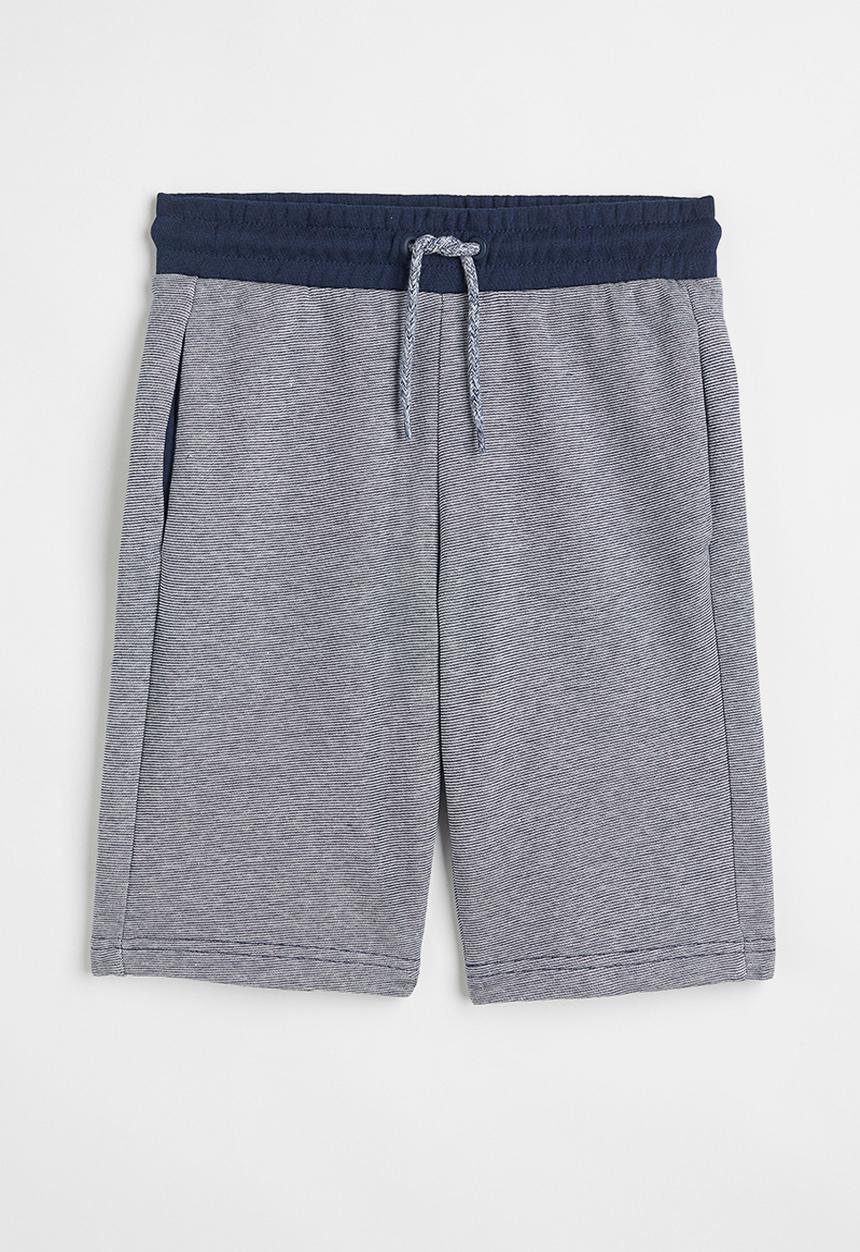 H&M - Patterned sweatshirt shorts - navy blue striped 