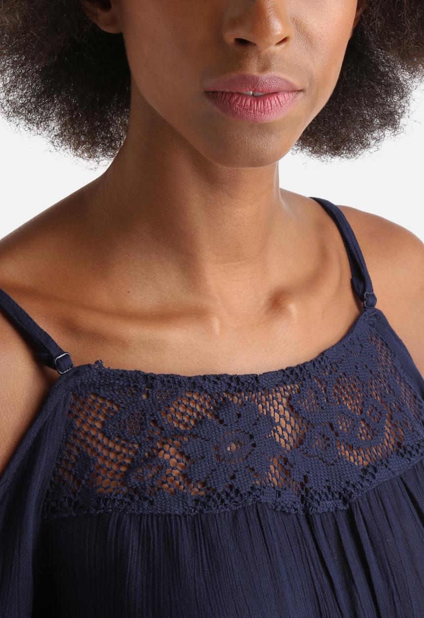 Influence. - Cheesecloth Cold Shoulder Lace Insert Top