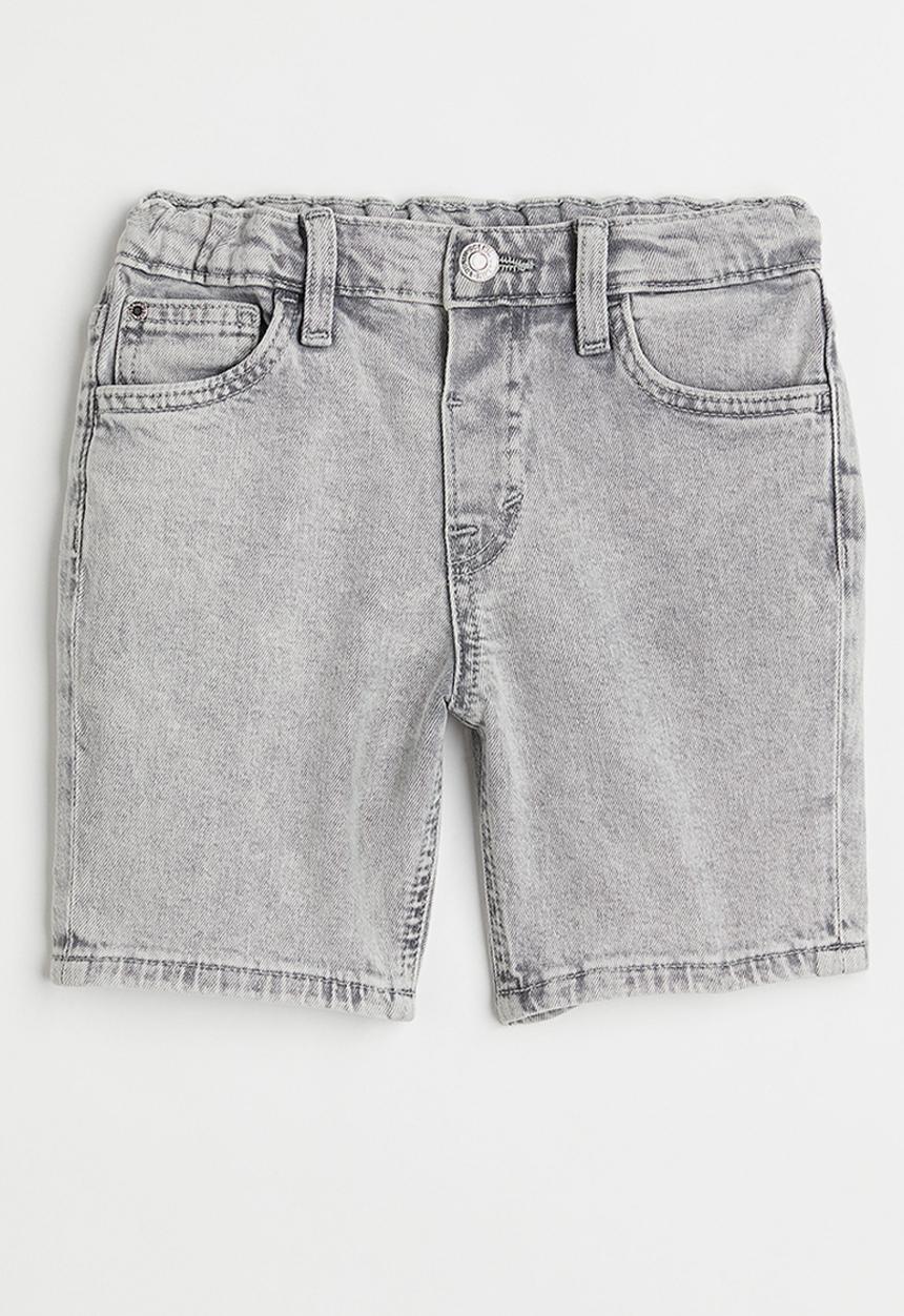 H&M - Comfort stretch loose fit denim shorts - pale denim grey 