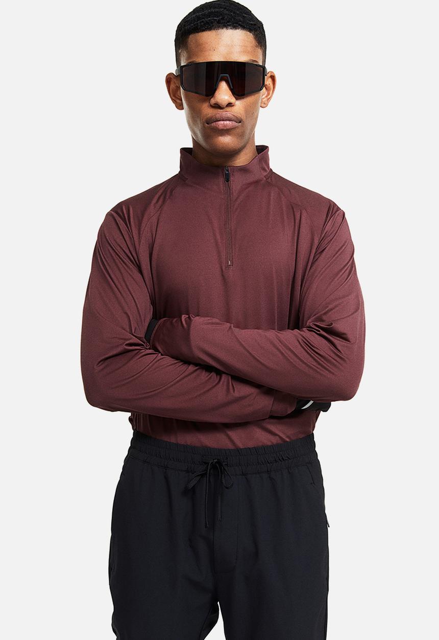 H&M - Drymove™ zip-top sports top - burgundy