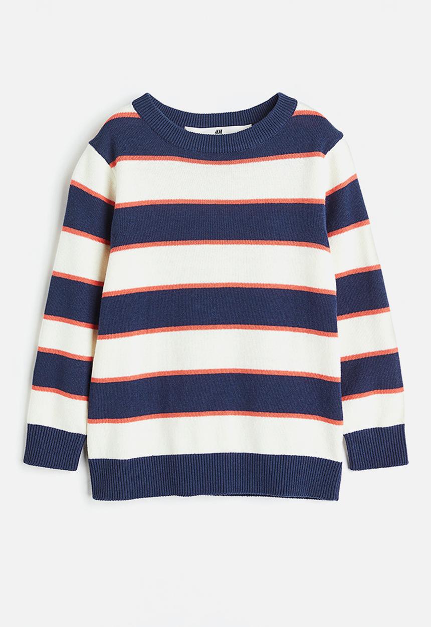 H&M - Jacquard-knit cotton jumper - navy blue / striped 