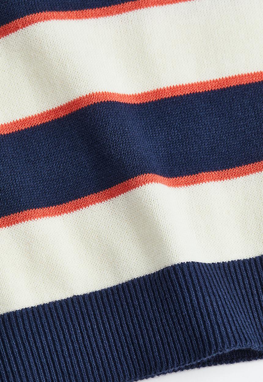 H&M - Jacquard-knit cotton jumper - navy blue / striped 