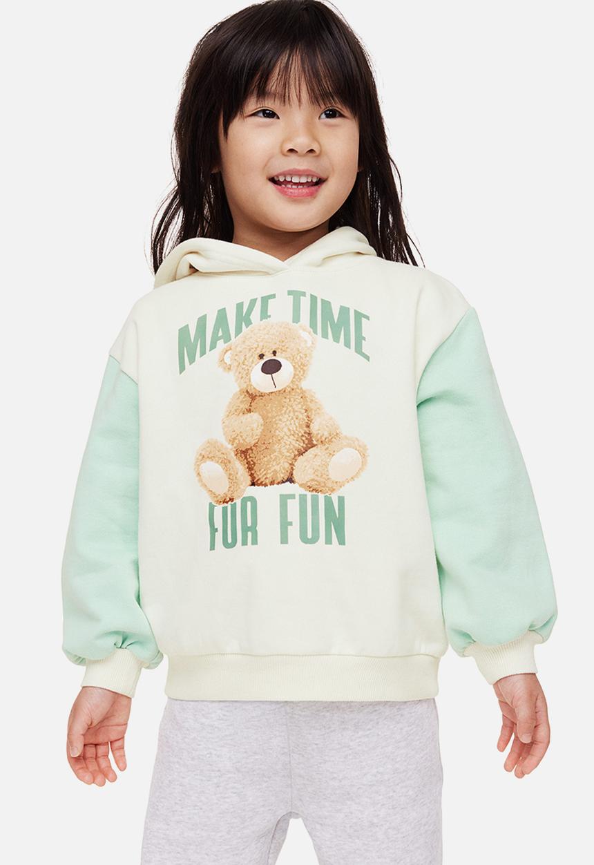 H&M - Printed hoodie - cream teddy bear 