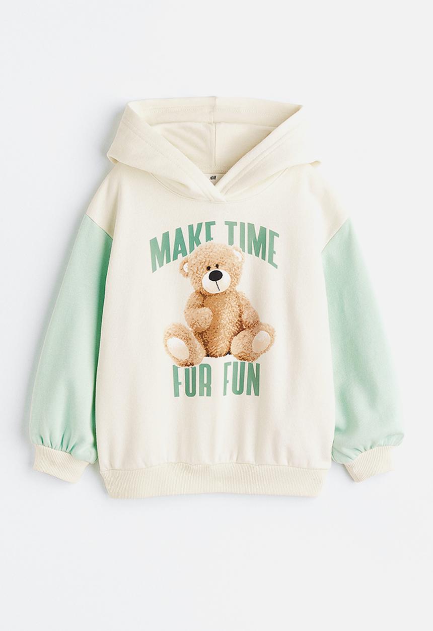H&M - Printed hoodie - cream teddy bear 