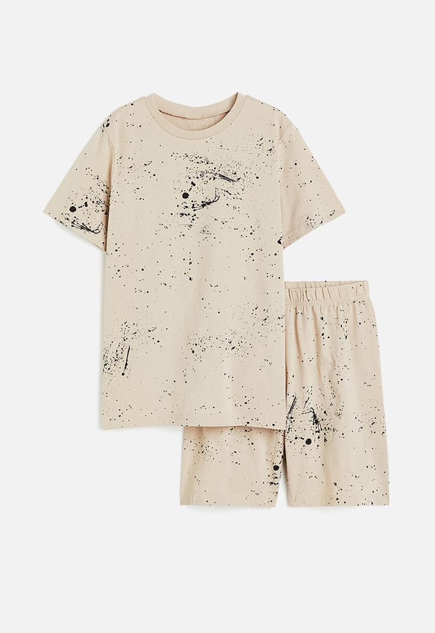H&M - Cotton jersey pyjamas - light beige / splatter