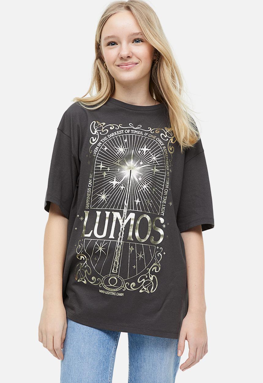 H&M - Printed cotton T-shirt - dark grey harry potter 